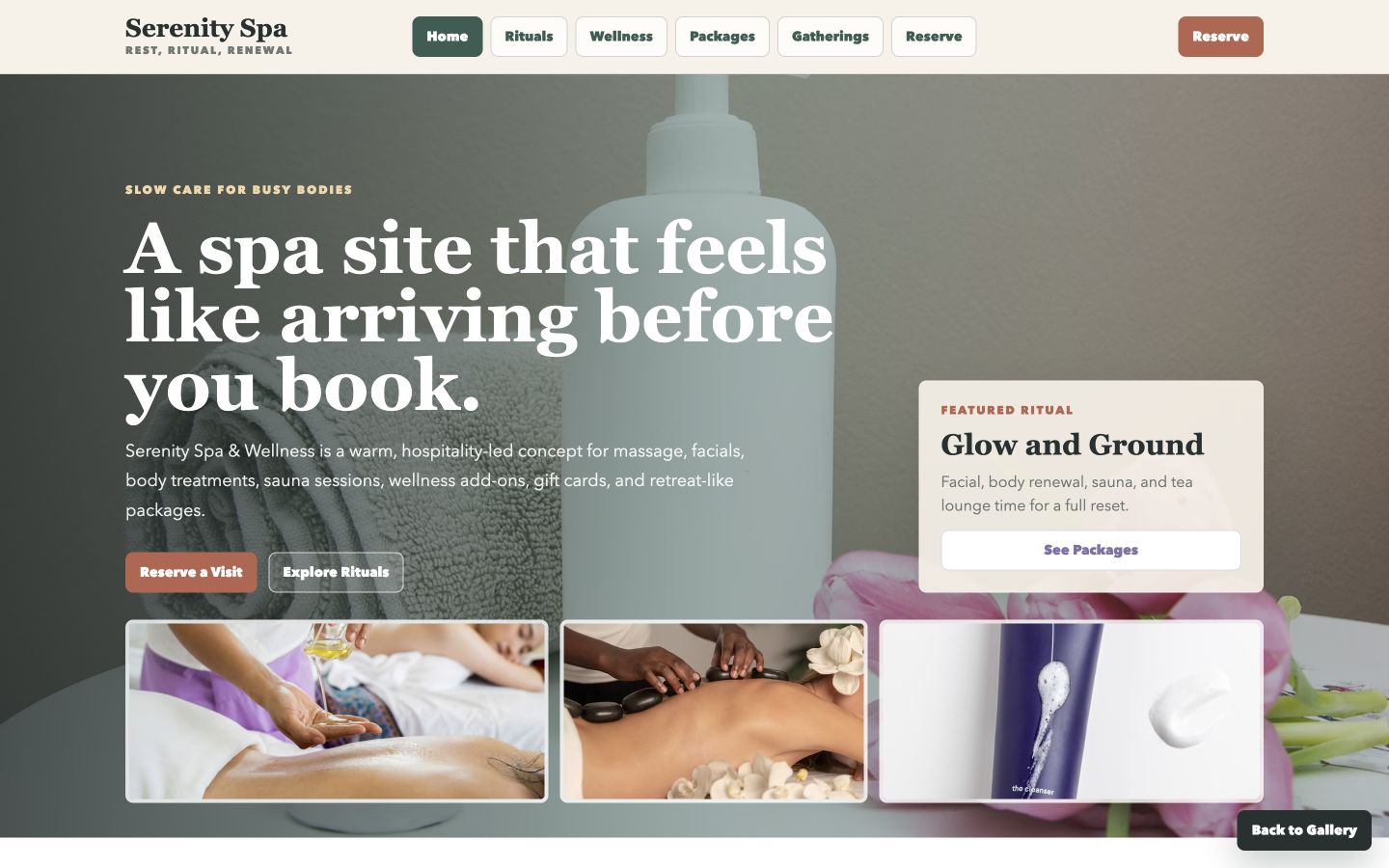 Serenity Spa and Wellness desktop homepage screenshot