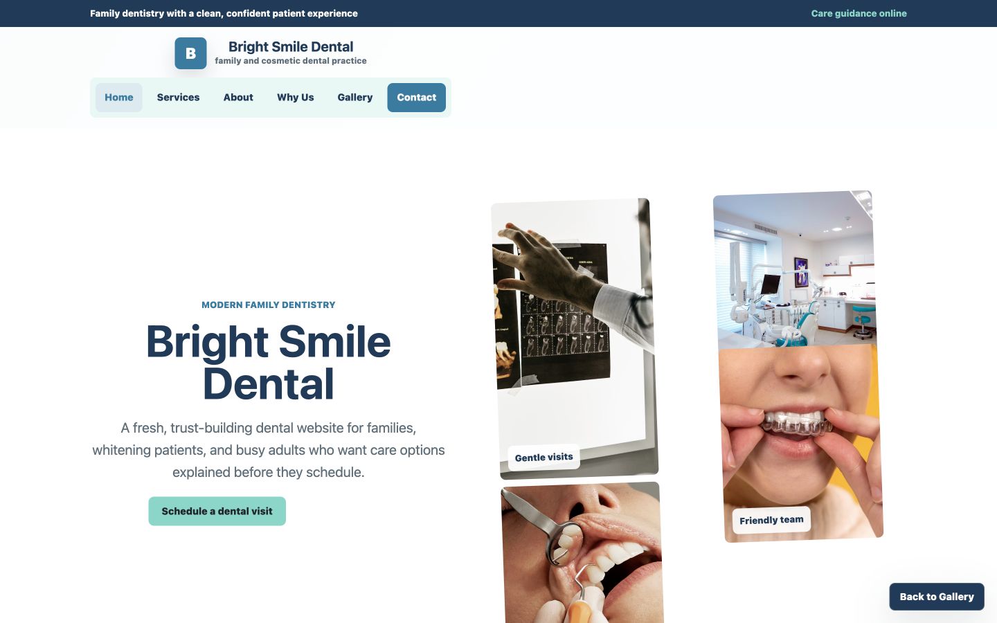 Bright Smile Dental desktop homepage screenshot