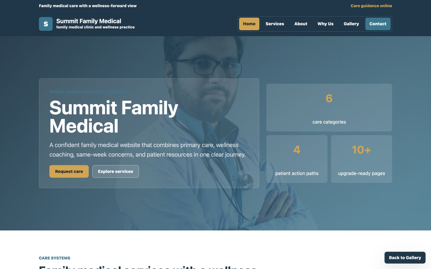 Summit Family Medical desktop homepage screenshot