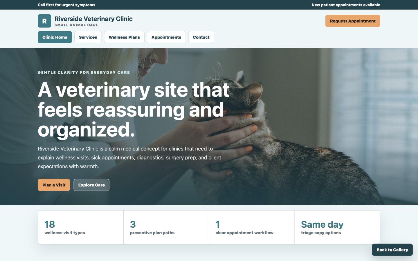 Riverside Veterinary Clinic desktop homepage screenshot