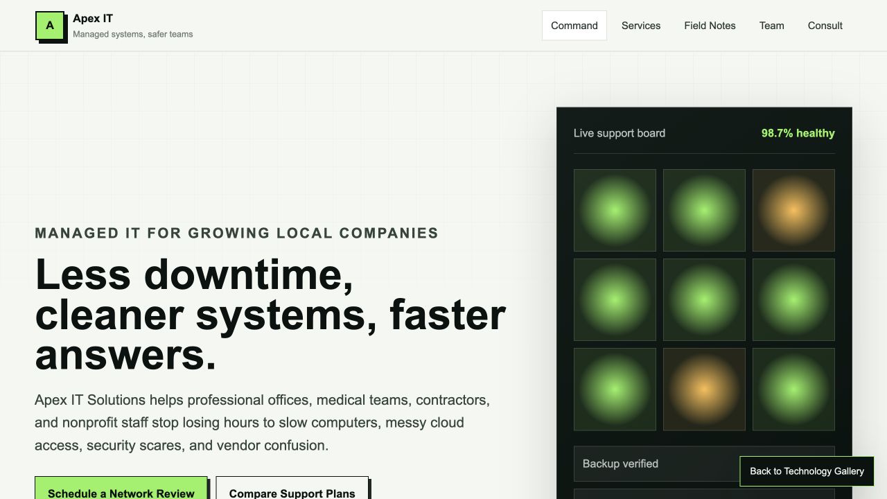 Apex IT Solutions desktop homepage screenshot